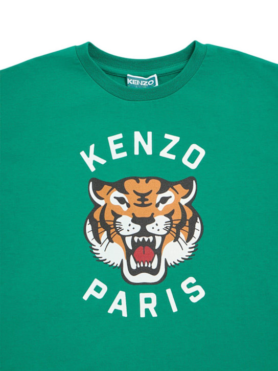 Kenzo Kids: Printed cotton jersey t-shirt - Green - kids-boys_1 | Luisa Via Roma