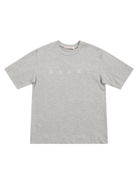 Marni Junior: Printed cotton jersey t-shirt - Grey - kids-boys_0 | Luisa Via Roma
