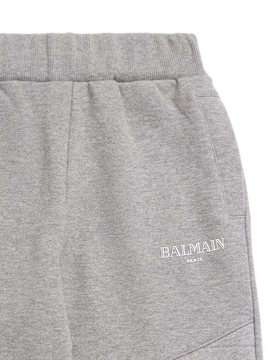 Balmain: Cotton sweatpants w/logo - Grey - kids-boys_1 | Luisa Via Roma