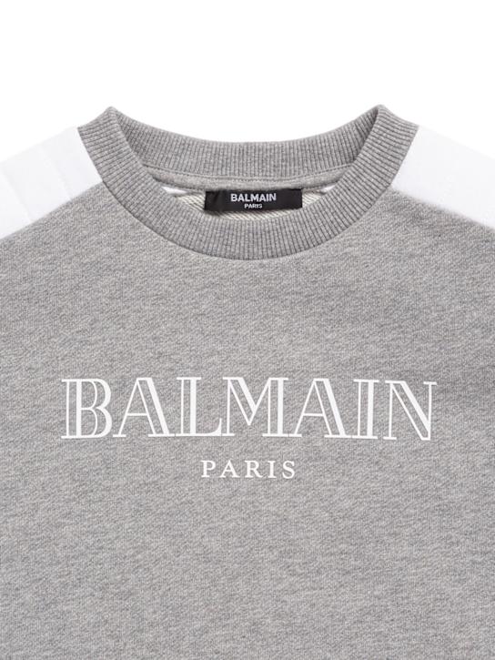Balmain: Padded cotton sweatshirt - Grey - kids-boys_1 | Luisa Via Roma