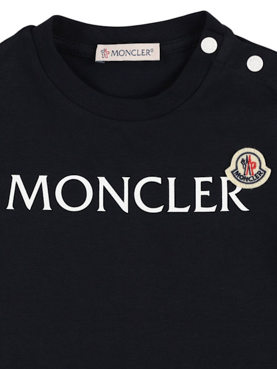 Moncler: Logo cotton blend t-shirt - Midnight Blue - kids-boys_1 | Luisa Via Roma