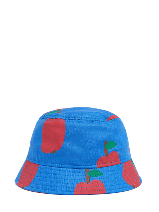 Jellymallow: Apple print cotton bucket hat - Blue - kids-boys_0 | Luisa Via Roma