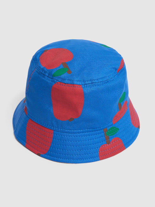 Jellymallow: Apple print cotton bucket hat - Blue - kids-boys_1 | Luisa Via Roma