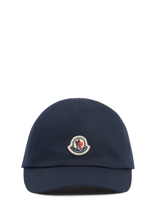 Moncler: Logo cotton gabardine baseball cap - Blue - kids-boys_0 | Luisa Via Roma