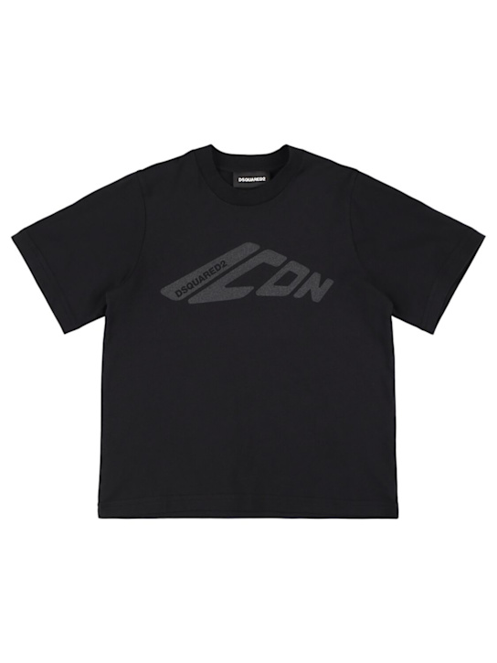 Dsquared2: Printed cotton jersey t-shirt - Black - kids-girls_0 | Luisa Via Roma