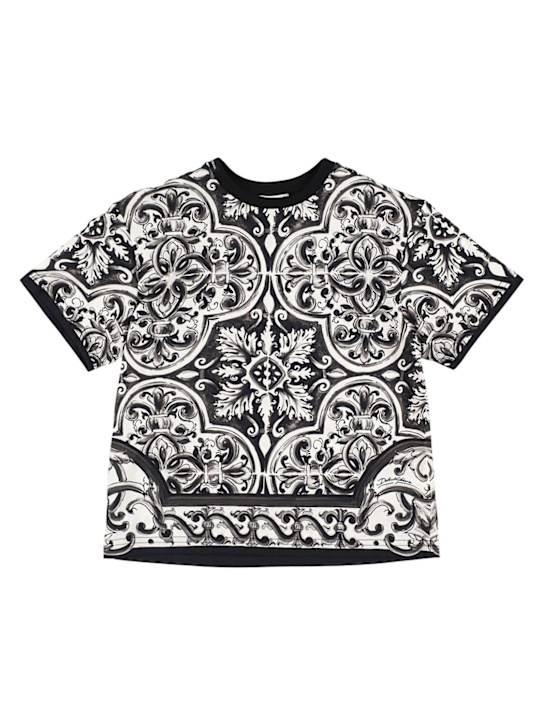 Dolce&Gabbana: Printed cotton jersey t-shirt - White/Black - kids-boys_0 | Luisa Via Roma