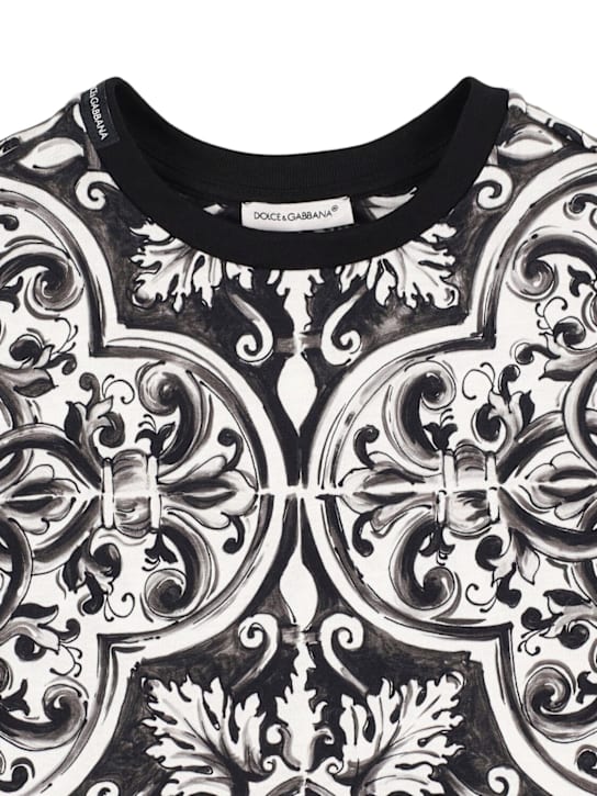 Dolce&Gabbana: Printed cotton jersey t-shirt - White/Black - kids-boys_1 | Luisa Via Roma