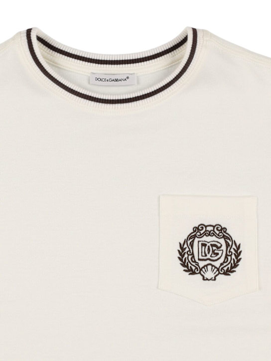 Dolce&Gabbana: Embroidered cotton jersey t-shirt - White - kids-boys_1 | Luisa Via Roma