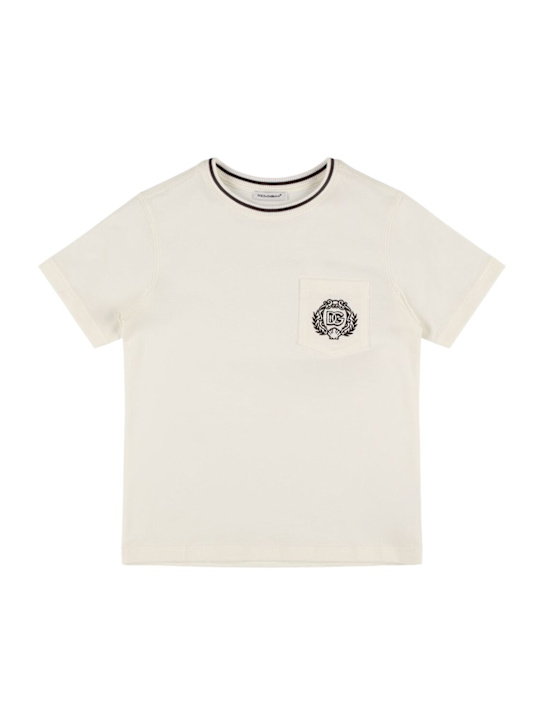 Dolce&Gabbana: Embroidered cotton jersey t-shirt - White - kids-boys_0 | Luisa Via Roma