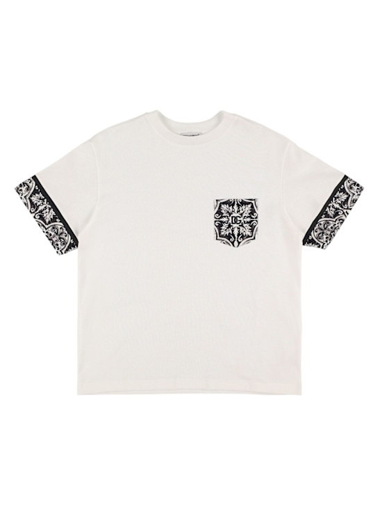 Dolce&Gabbana: Printed cotton jersey t-shirt - White/Black - kids-boys_0 | Luisa Via Roma
