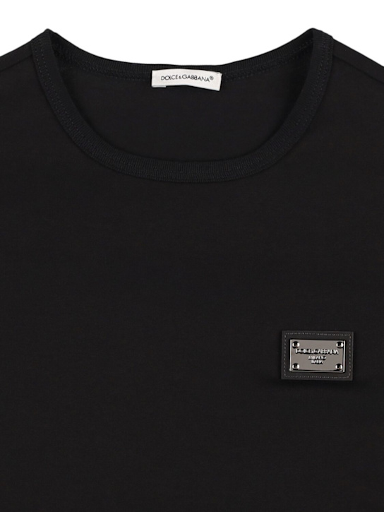 Dolce&Gabbana: Cotton jersey t-shirt - Black - kids-boys_1 | Luisa Via Roma