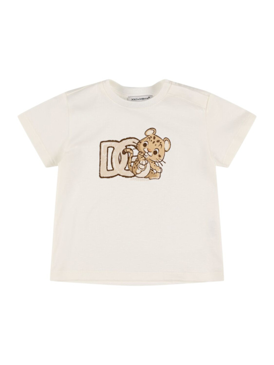 Dolce&Gabbana: Printed cotton jersey t-shirt - Off White - kids-boys_0 | Luisa Via Roma