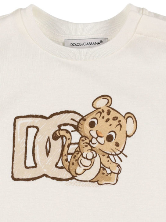 Dolce&Gabbana: Printed cotton jersey t-shirt - Off White - kids-boys_1 | Luisa Via Roma