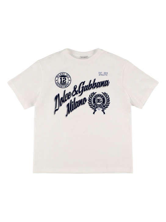 Dolce&Gabbana: Printed cotton jersey t-shirt - White - kids-boys_0 | Luisa Via Roma