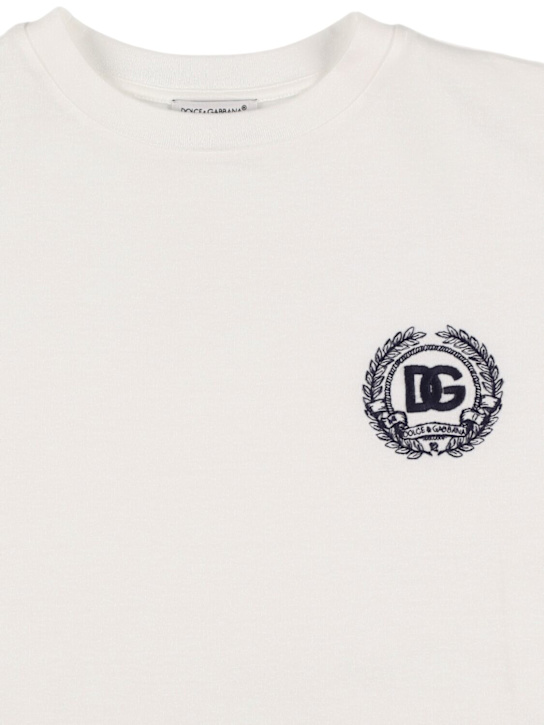 Dolce&Gabbana: Embroidered cotton jersey t-shirt - White - kids-boys_1 | Luisa Via Roma