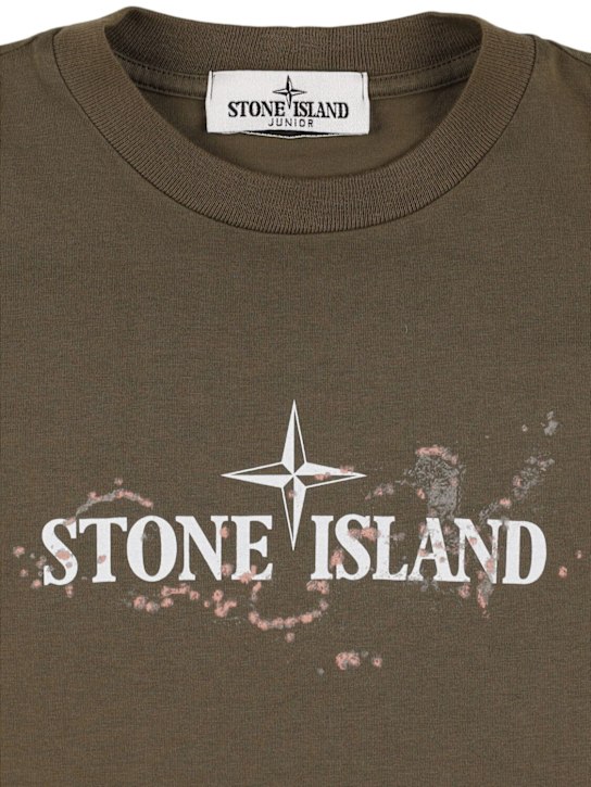 Stone Island Junior: Printed cotton jersey t-shirt - Military Green - kids-boys_1 | Luisa Via Roma