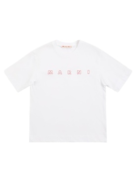 Marni Junior: Printed cotton jersey t-shirt - White - kids-boys_0 | Luisa Via Roma