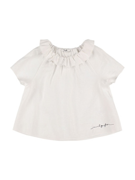 Il Gufo: Embroidered viscose blend shirt - White - kids-girls_0 | Luisa Via Roma