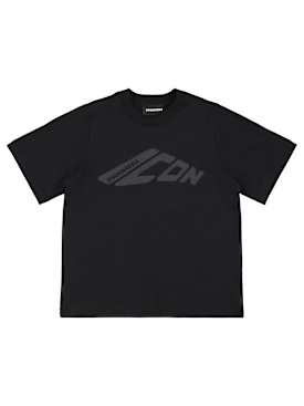Dsquared2: Printed cotton jersey t-shirt - Black - kids-girls_0 | Luisa Via Roma
